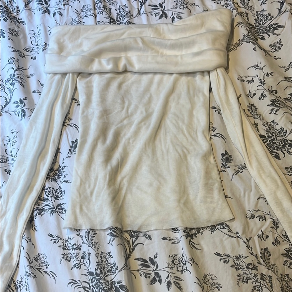 Aritzia Cream Off-Shoulder Shirt